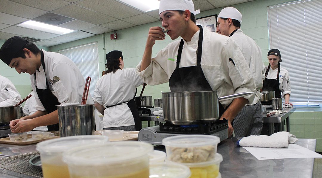 ProStart students preparing soup.